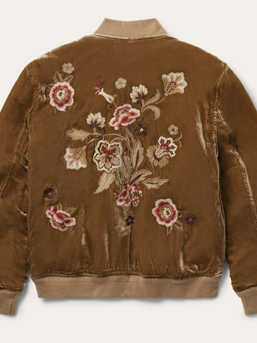 Embroidered Velvet Bomber Jacket