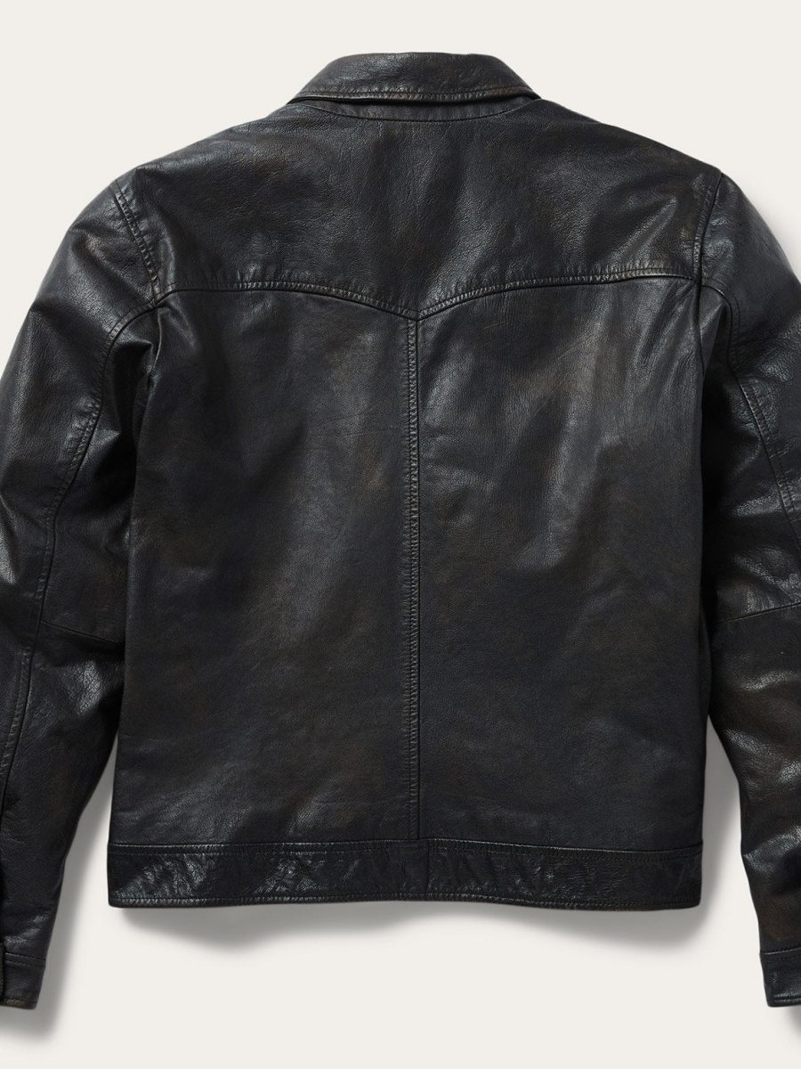 Snap Front Leather Jacket
