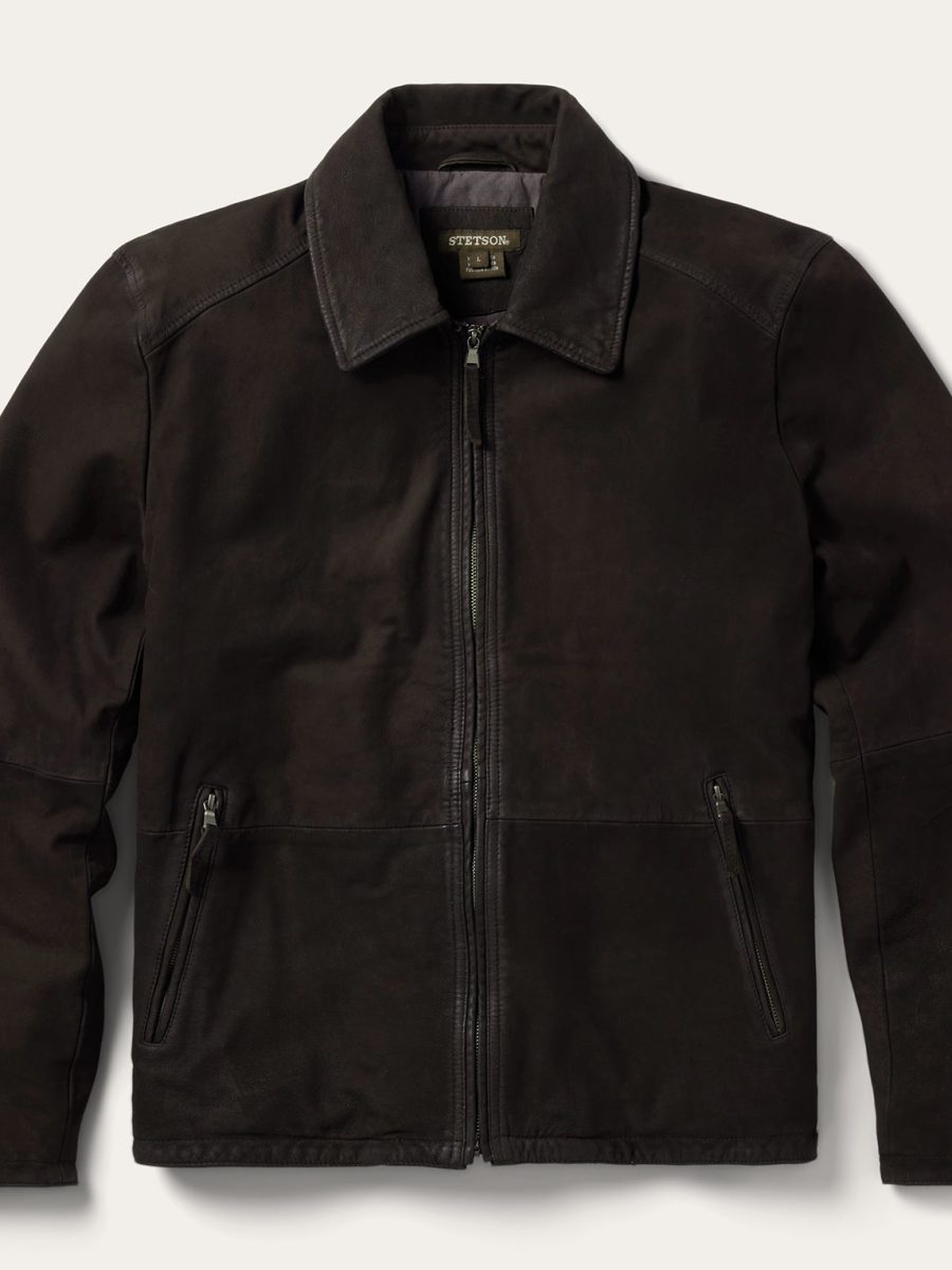 Zip Front Suede Leather Jacket