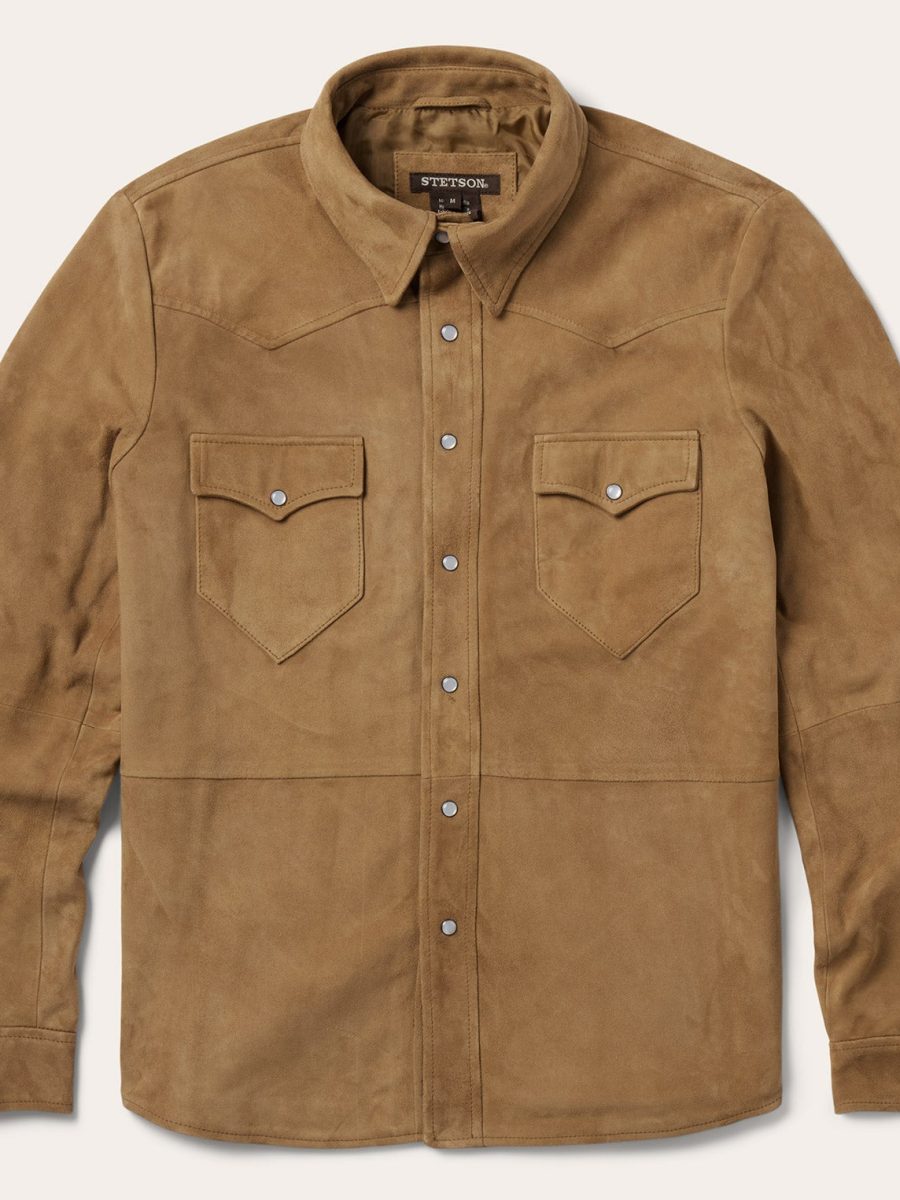 Suede Leather Shirt Jacket