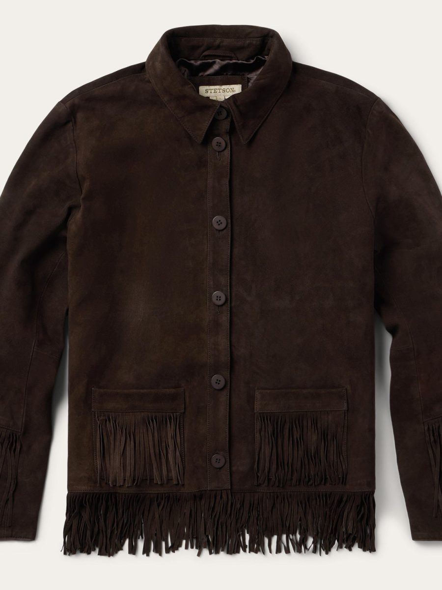 Two Pocket Fringe Suede Jacket