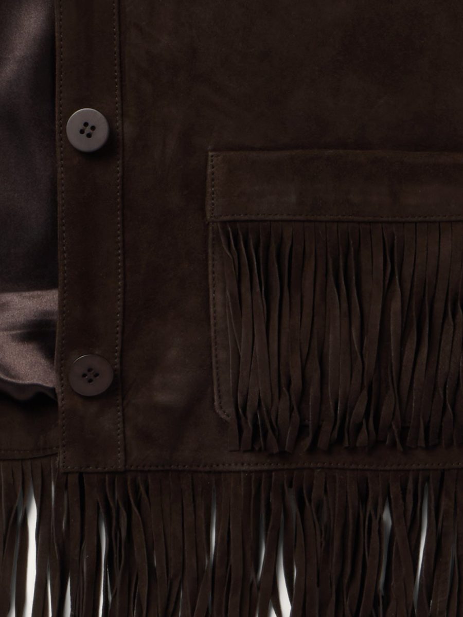 Two Pocket Fringe Suede Jacket