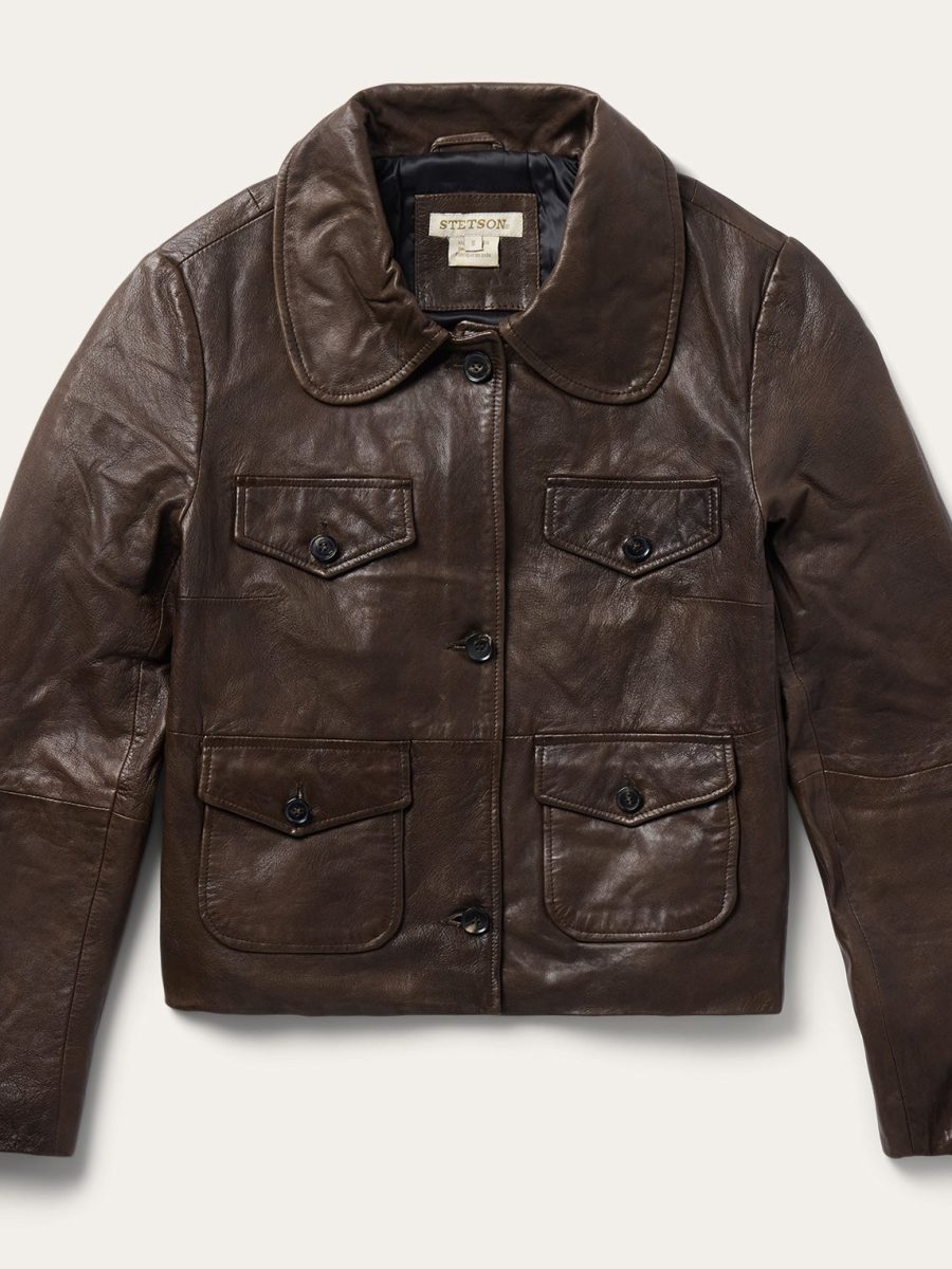 Lamb Leather Cropped Jacket