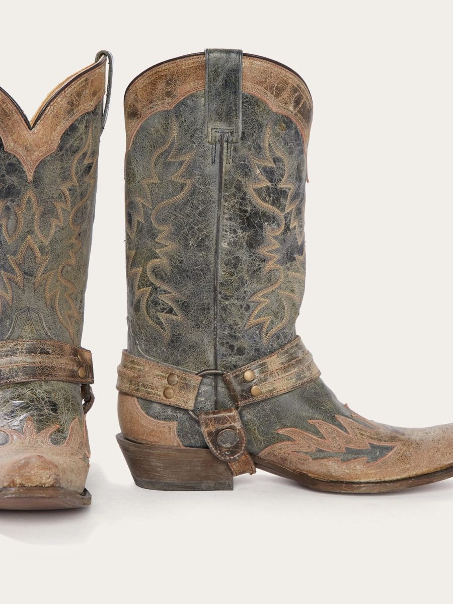Sundance Kid Washed Crater Black Cowboy Boot