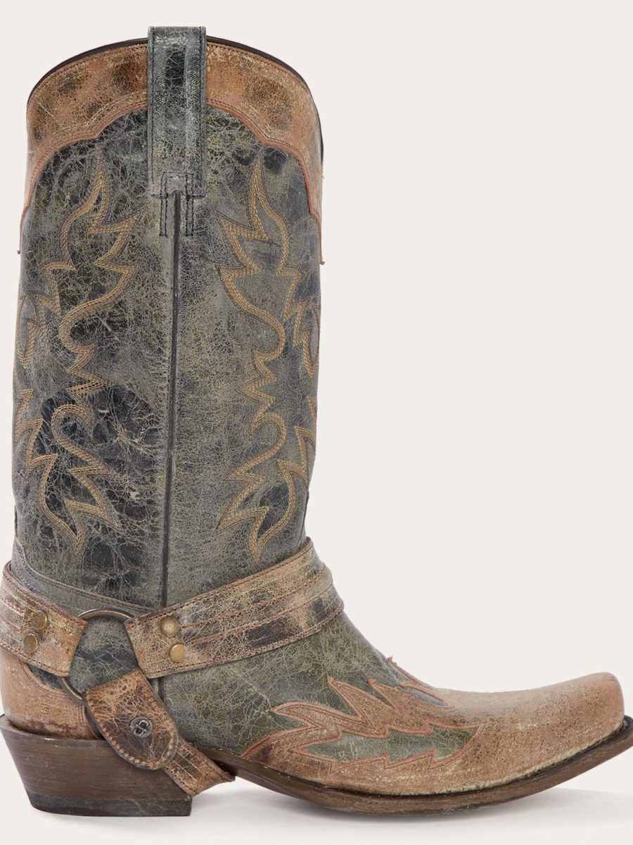 Sundance Kid Washed Crater Black Cowboy Boot