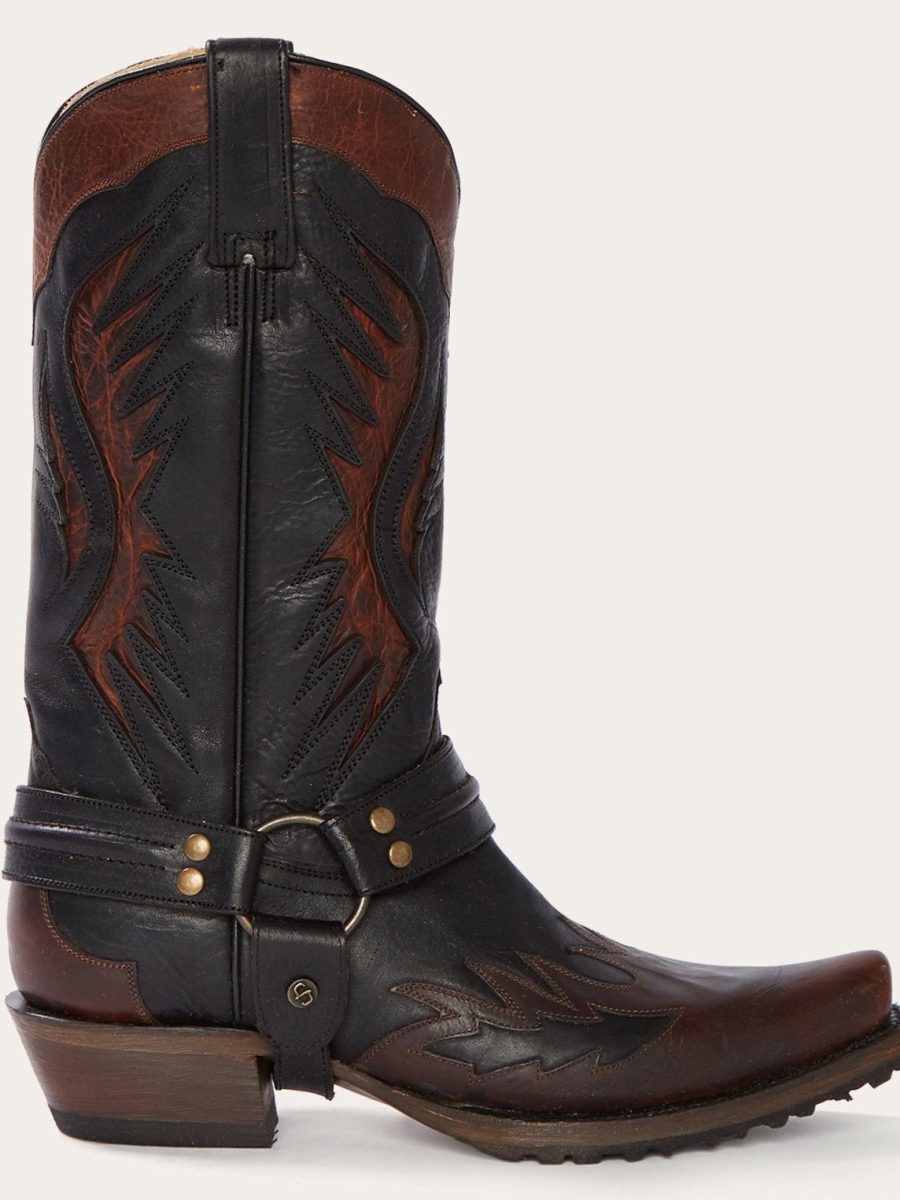Biker Outlaw Oiled Leather Cowboy Boot