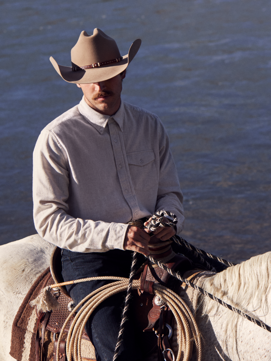 Heathered Flannel Button-Down Shirt