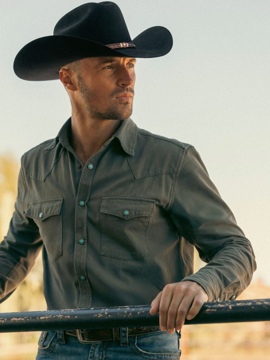 Turquoise Snap Twill Western Shirt