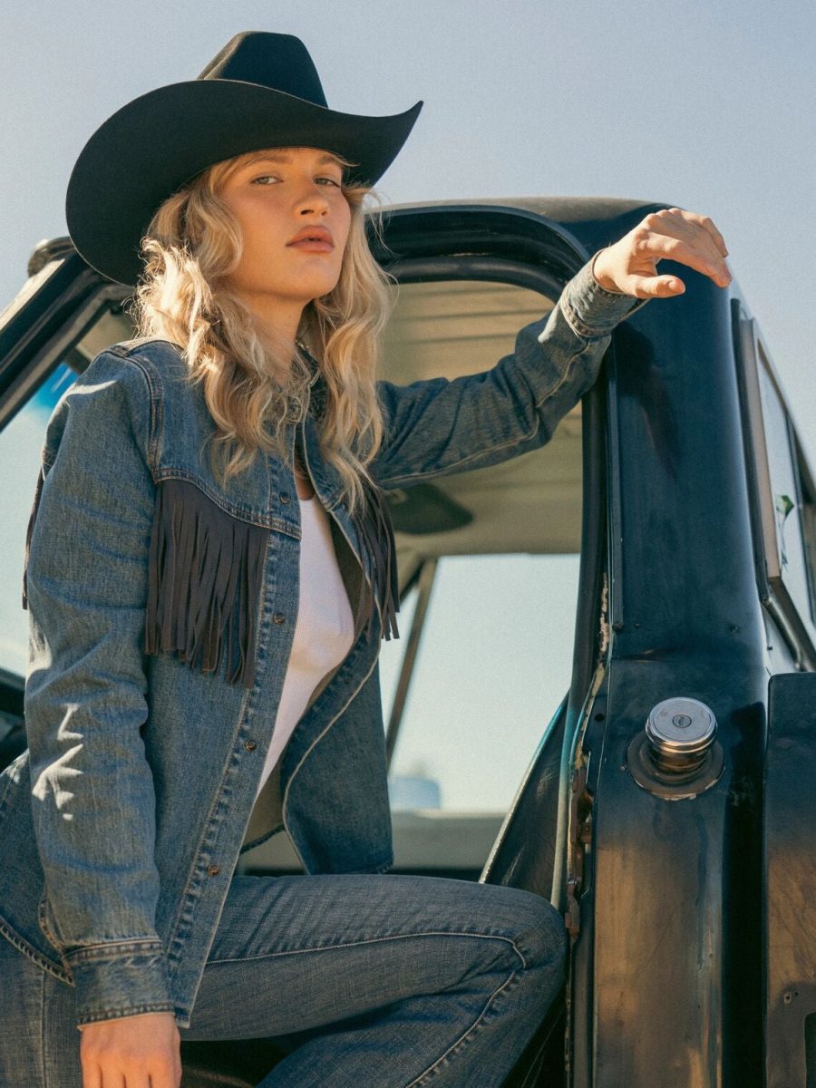 Leather Fringe Denim Shirt