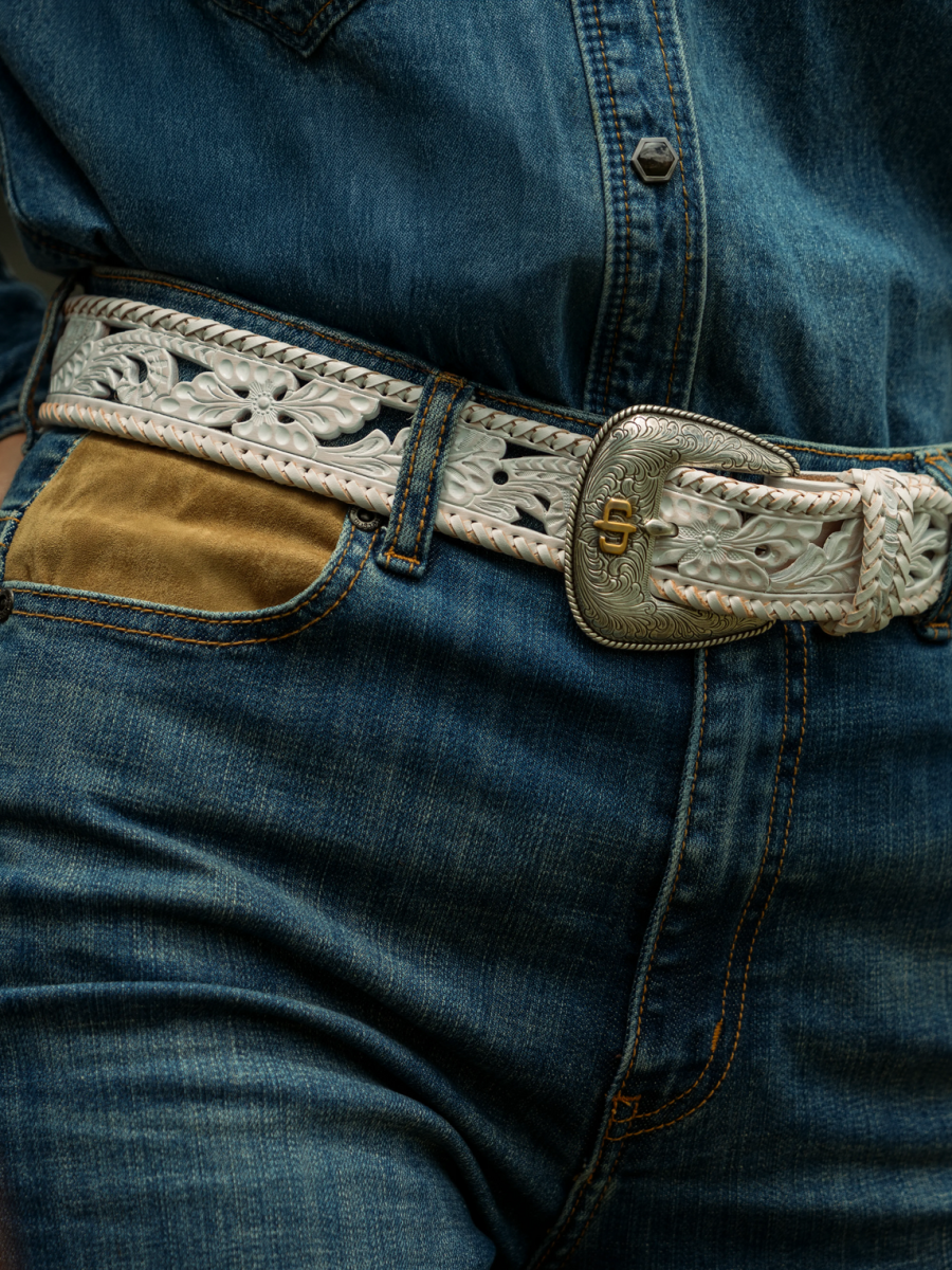 Tooled Laced Edge Belt