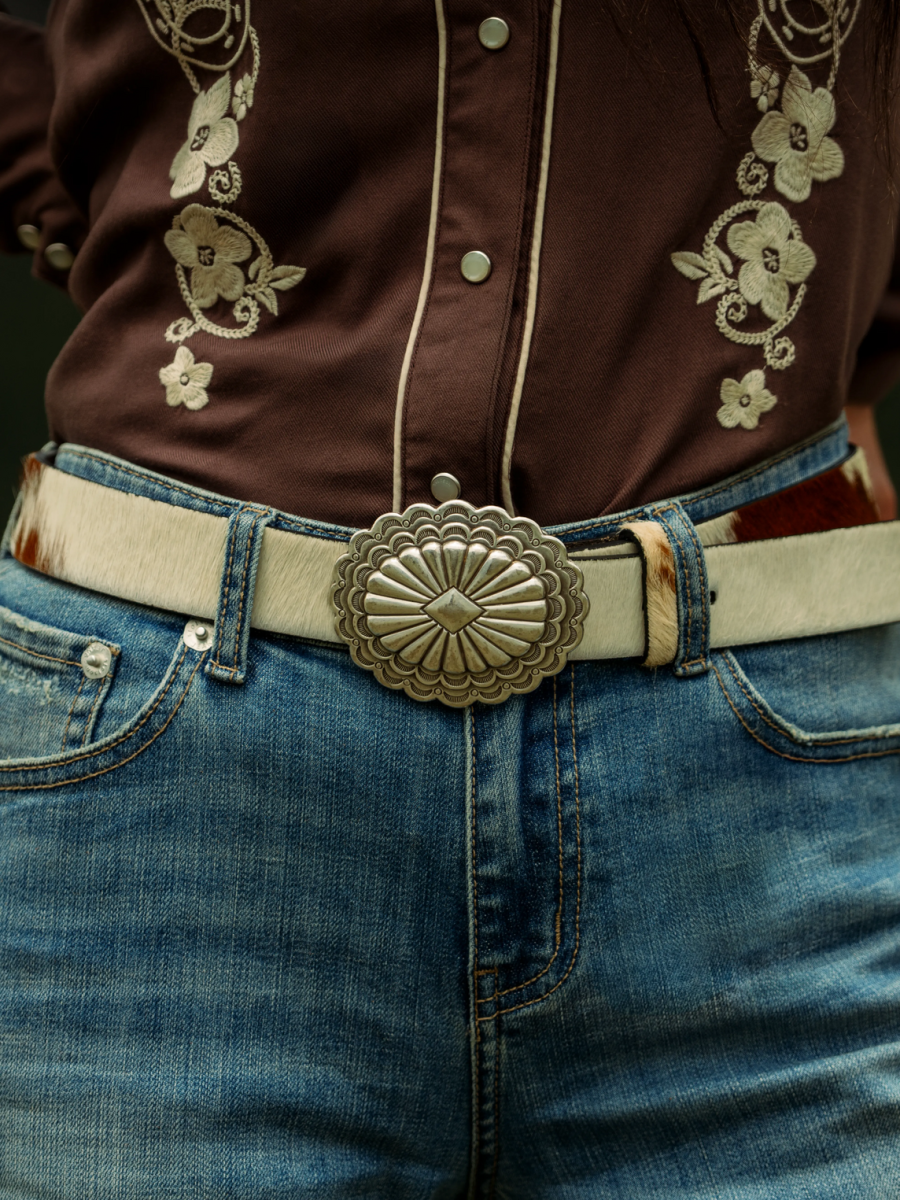Hair-On-Hide Southwestern Buckle Belt
