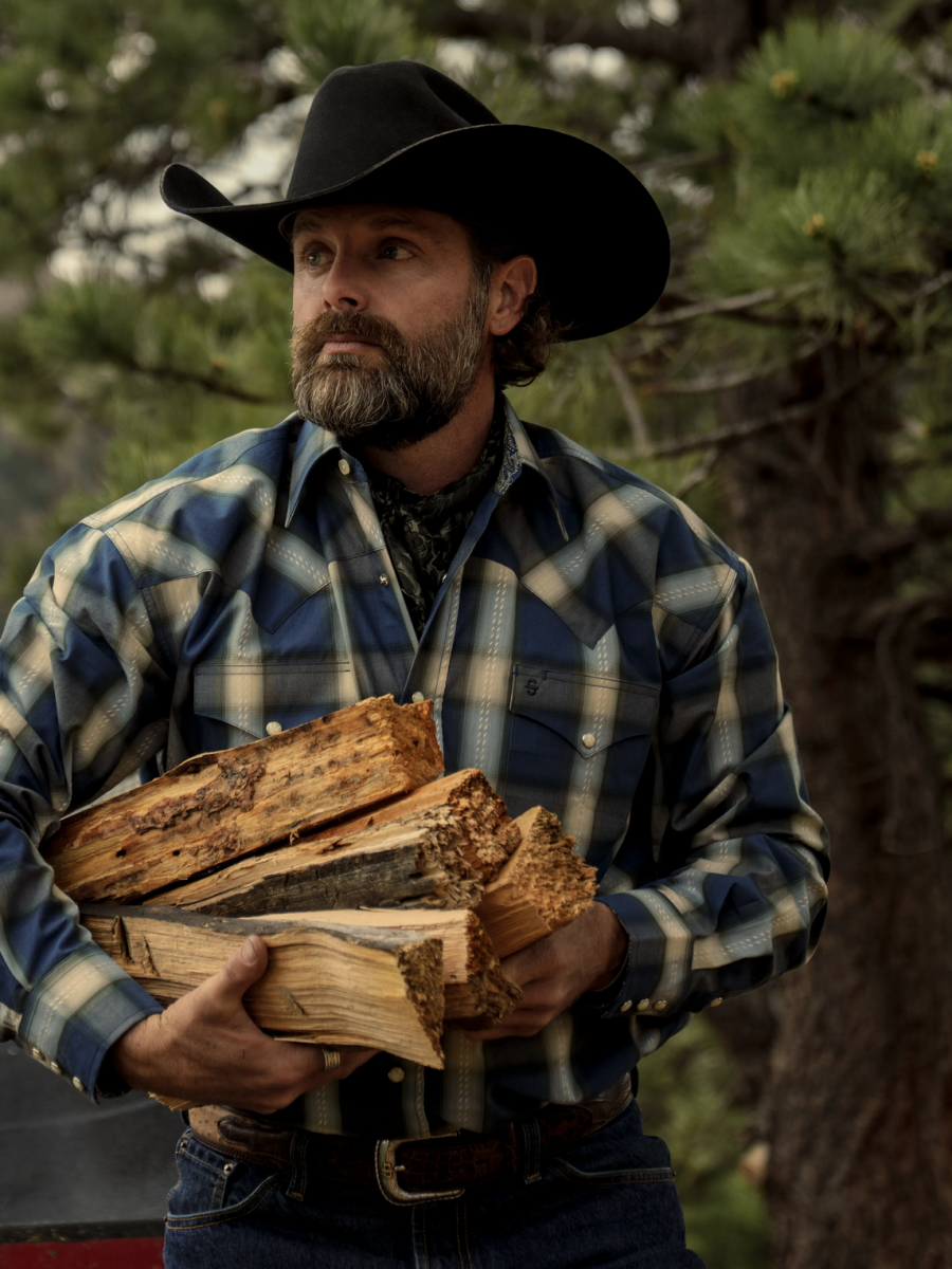 Blue Sage Dobby Plaid Western Shirt