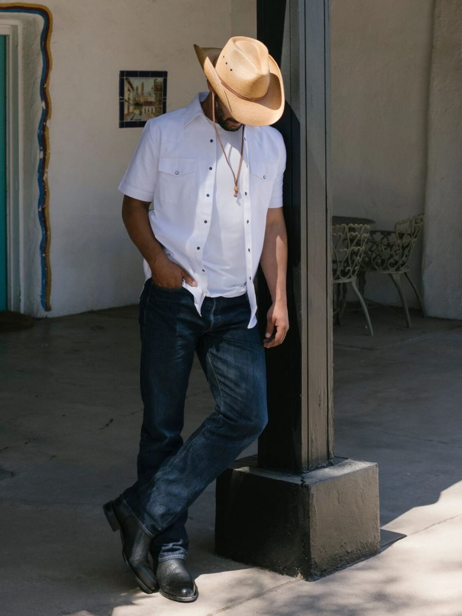 White Oxford Short Sleeve Western Shirt
