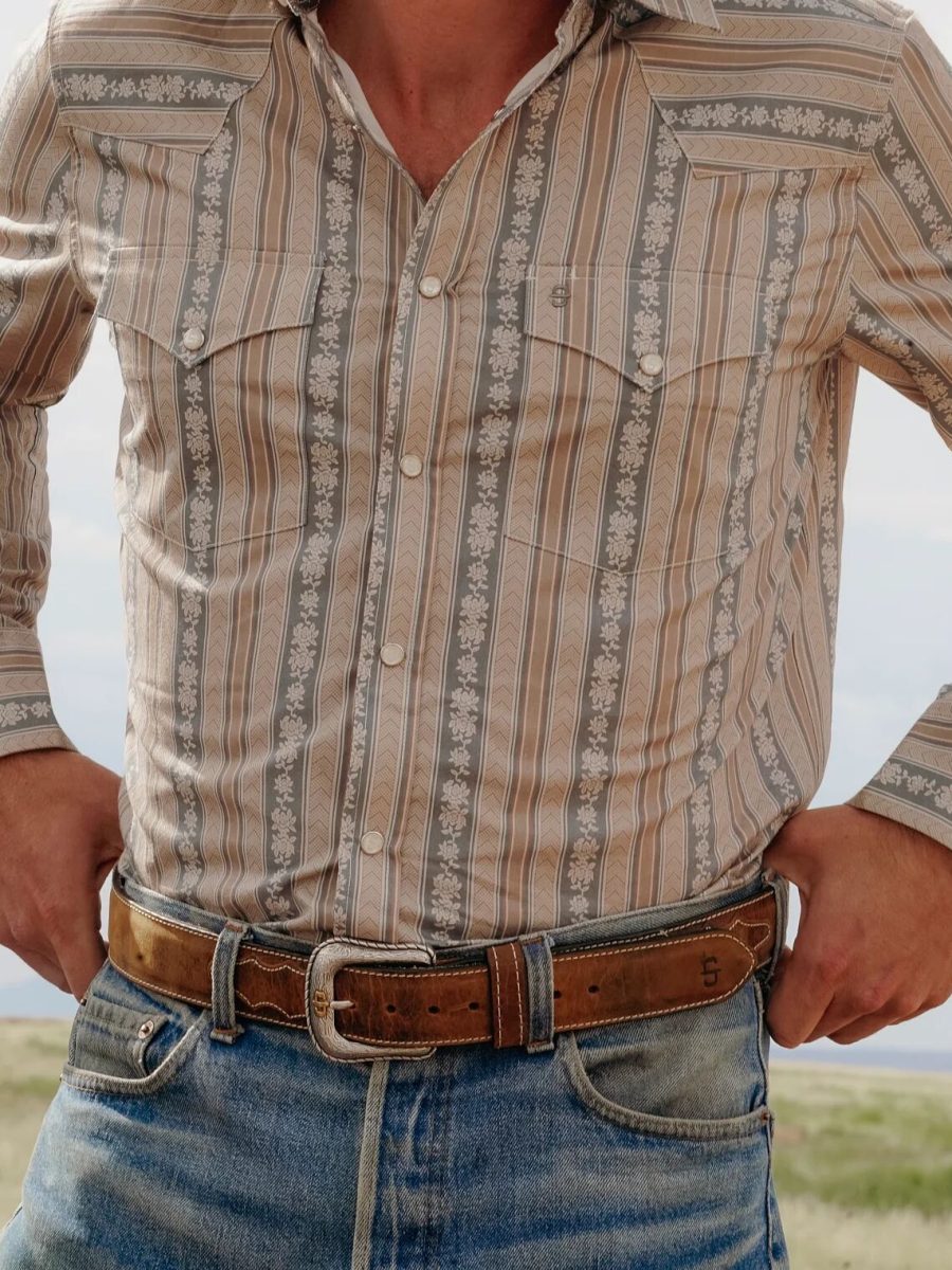 Contrast Stitch Western Tab Belt