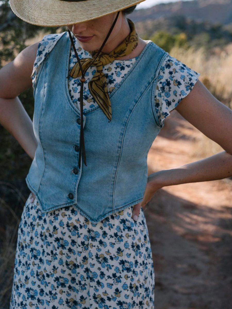 Field Flowers Print Peasant Dress