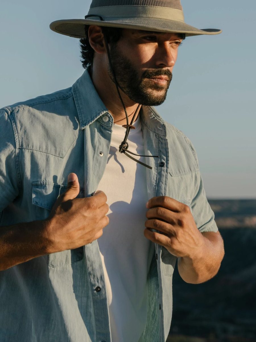 Chambray Oxford Short Sleeve Western Shirt