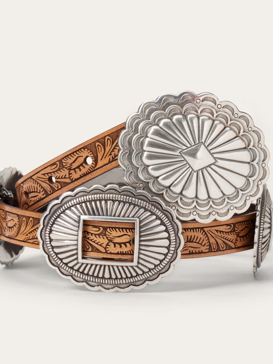Southwestern Tooled Concho Belt