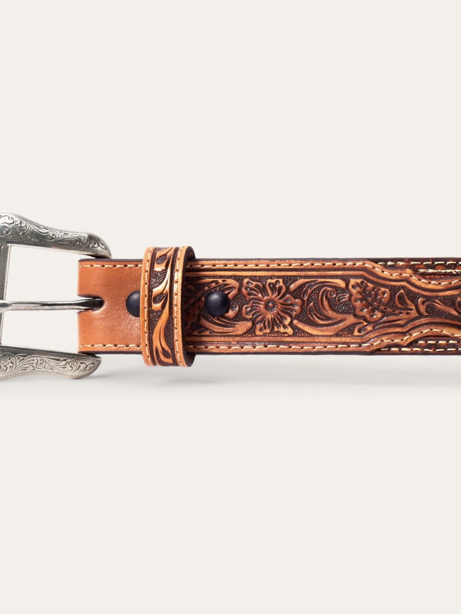 Tooled Tab Embroidered Belt