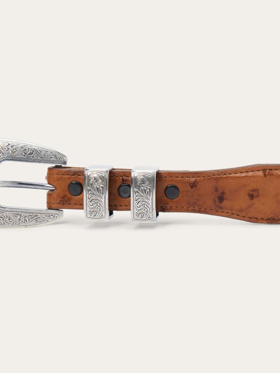 Ostrich Tapered Tab Belt