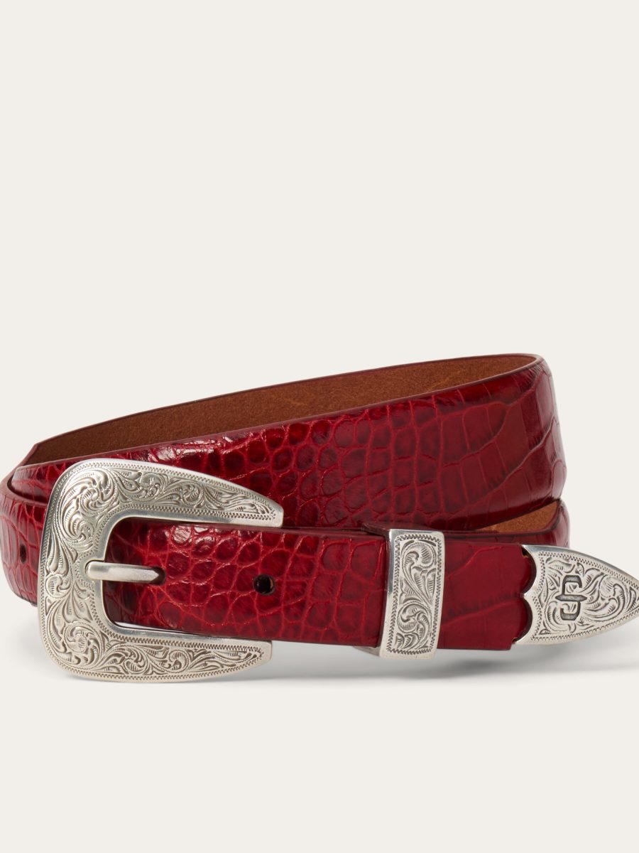 Croco Print Tapered Belt