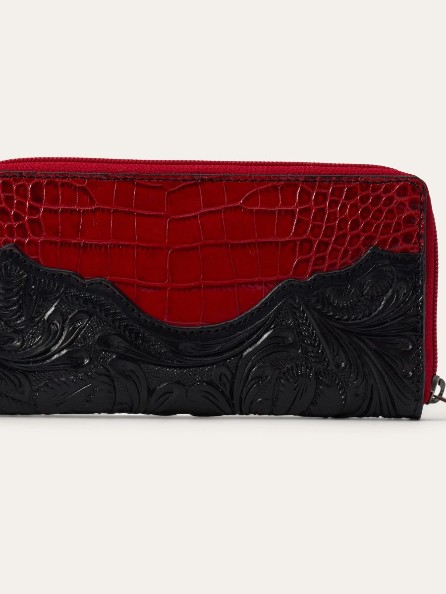 Tooled Croco Embossed Zip Wallet