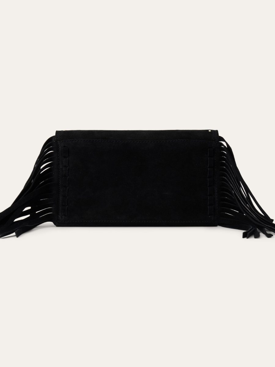 Spiral Suede Fringed Clutch