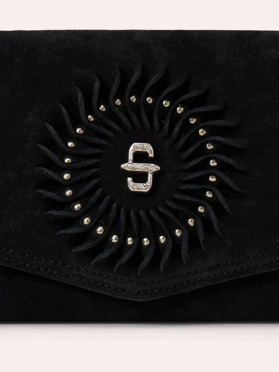 Spiral Suede Fringed Clutch