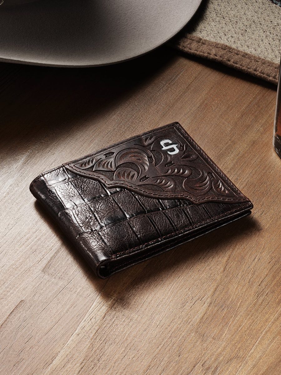Tooled Embossed Croco Bi-Fold Wallet