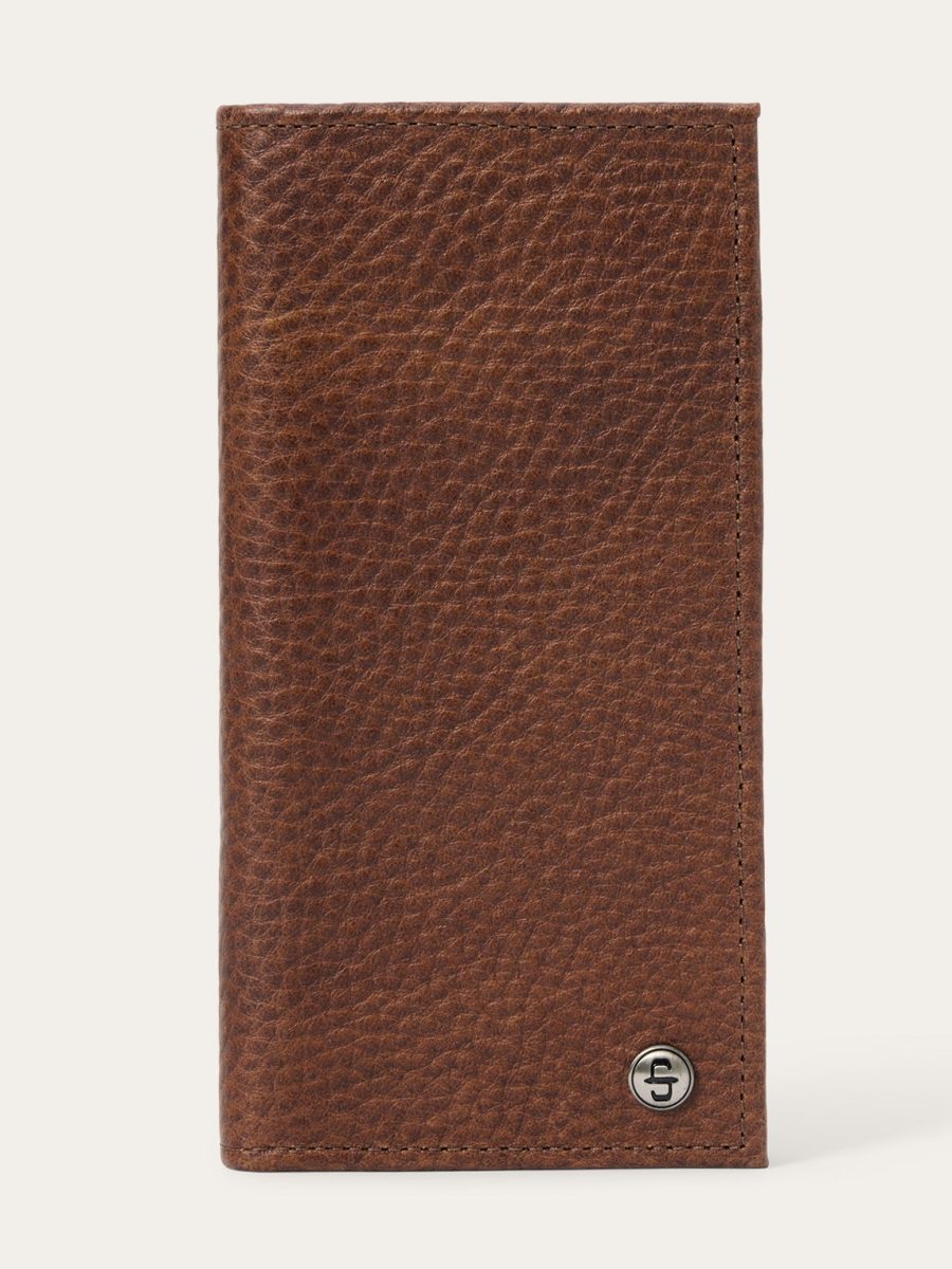 Bison Leather Stetson Rivet Checkbook Wallet