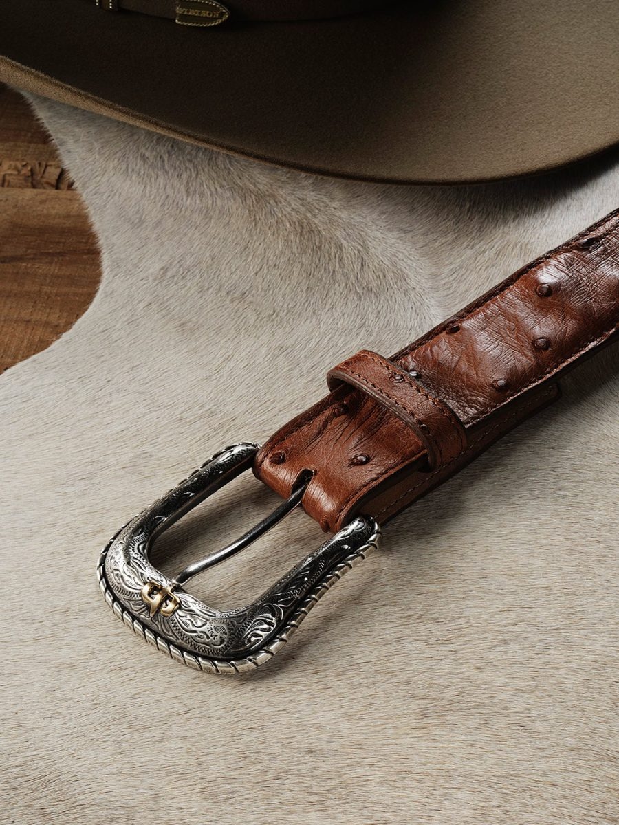 Ostrich Western Tab Belt
