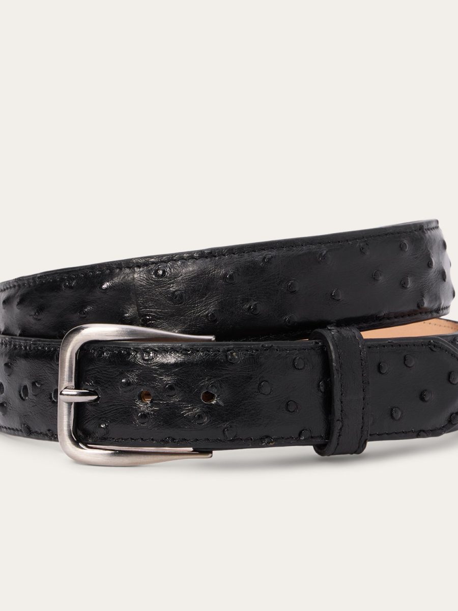 Ostrich Western Tab Belt - 1 1/4" Width