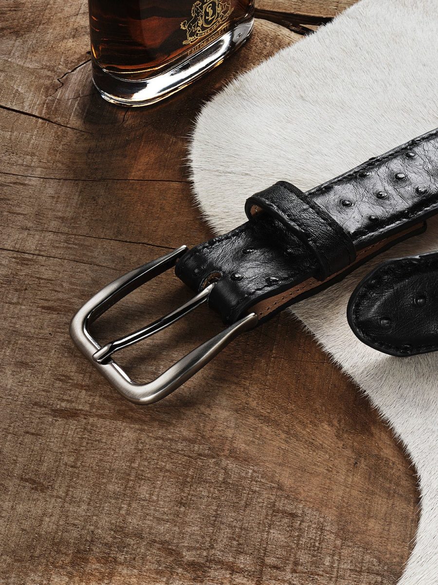 Ostrich Western Tab Belt - 1 1/4" Width