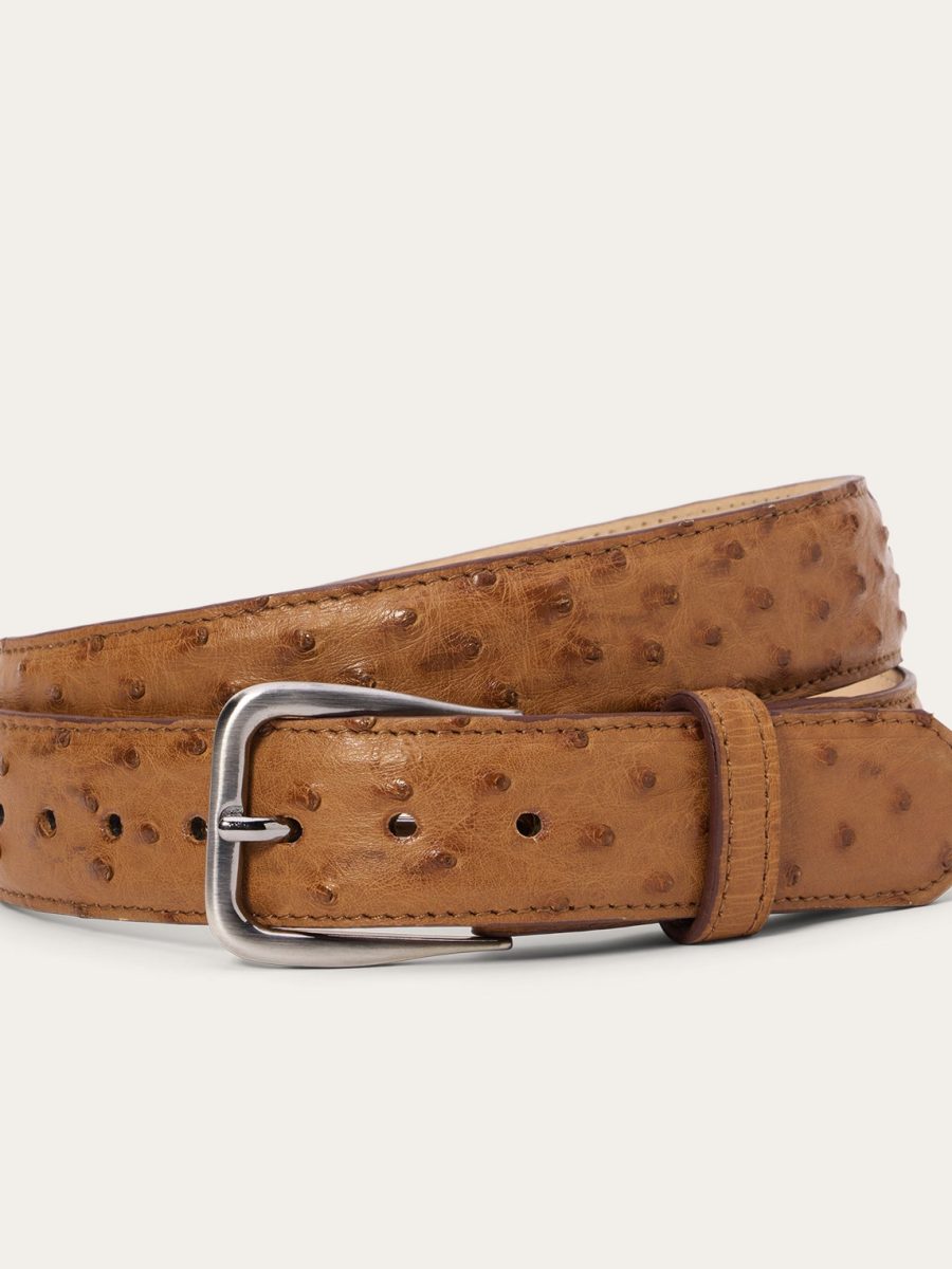 Ostrich Western Tab Belt - 1 1/4" Width