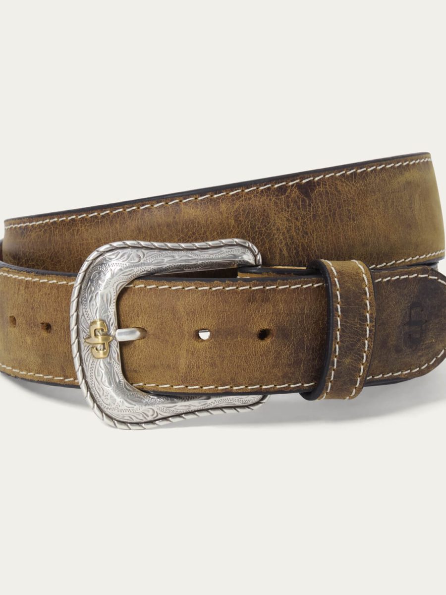 Contrast Stitch Western Tab Belt
