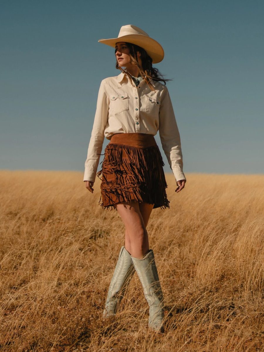 Lamb Suede Fringe Mini Skirt
