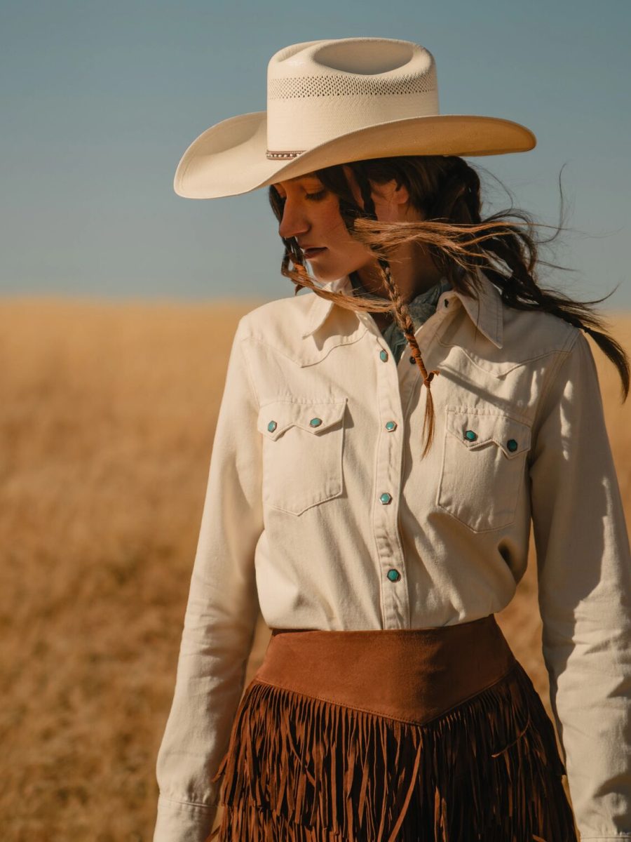 Turquoise Snap Western Denim Shirt