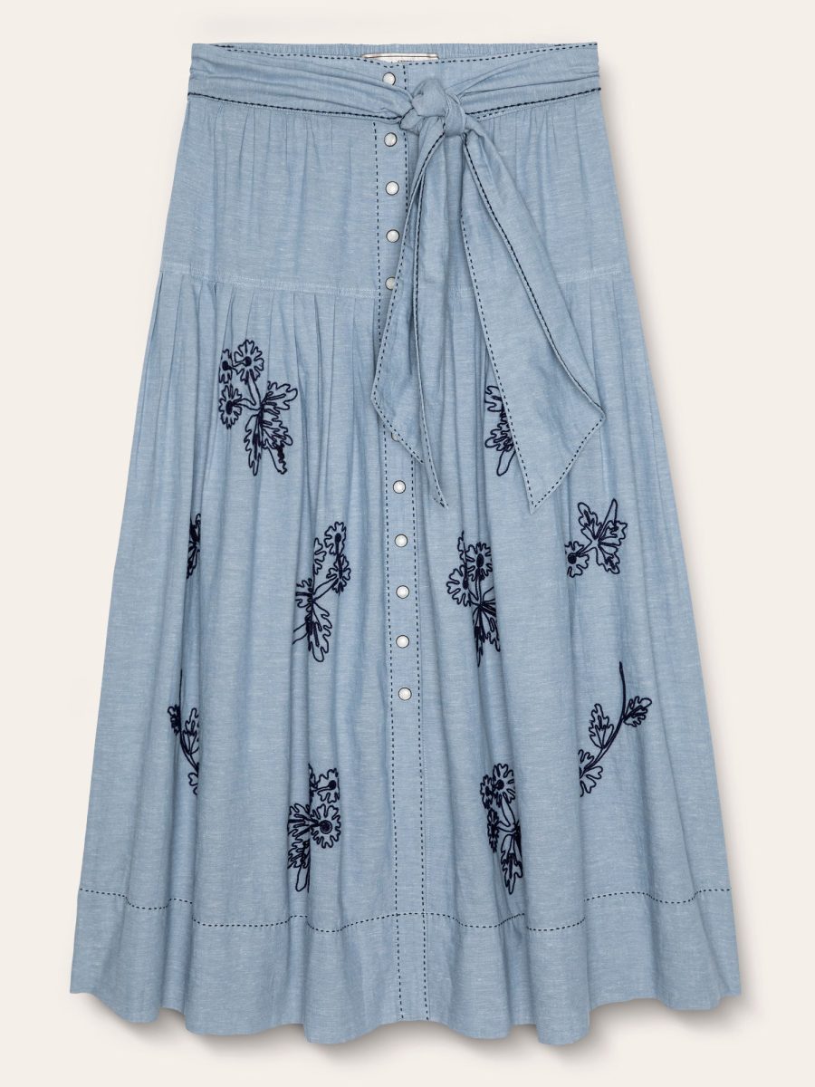 Stetson & THE GREAT. The Chambray Embroidered Highland Skirt