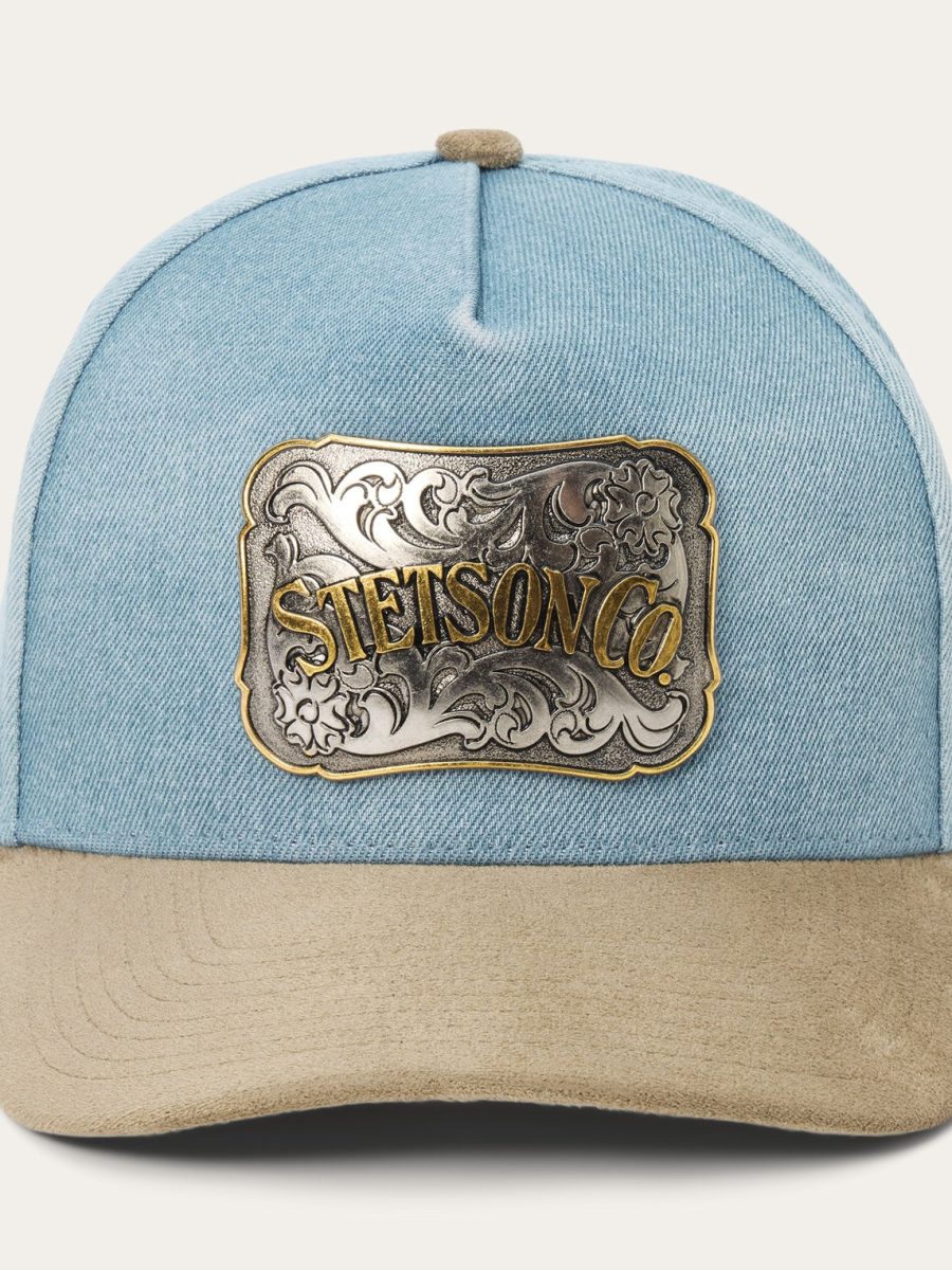 Denim & Suede Plaque Trucker Hat