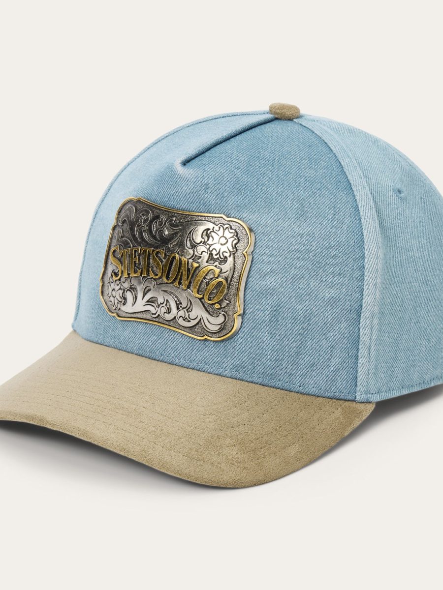 Denim & Suede Plaque Trucker Hat