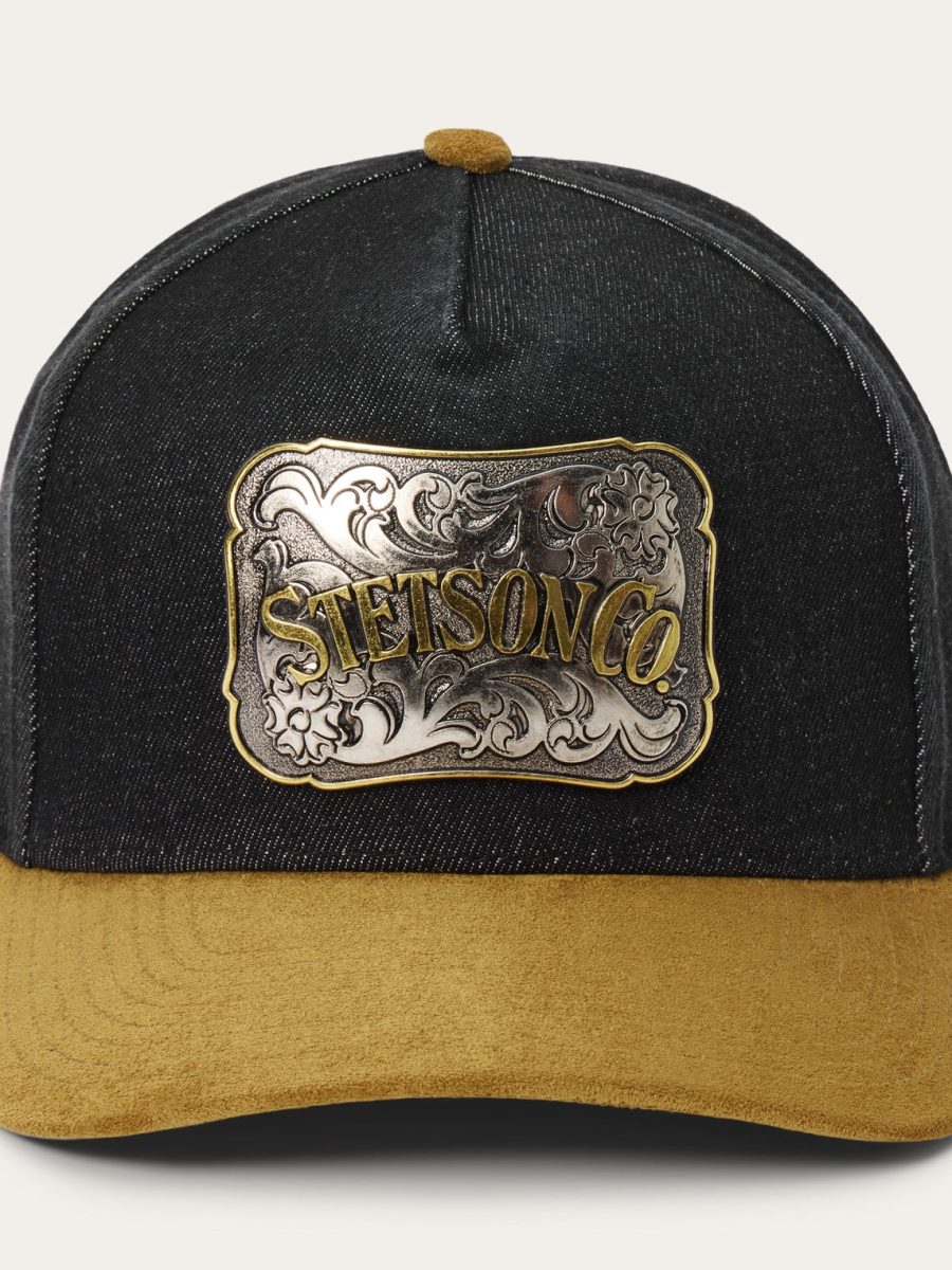 Denim & Suede Plaque Trucker Hat
