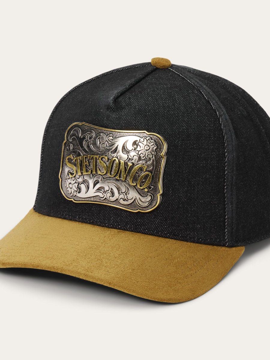 Denim & Suede Plaque Trucker Hat